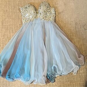 Evenings by Allure Ombré beaded top strapless dress